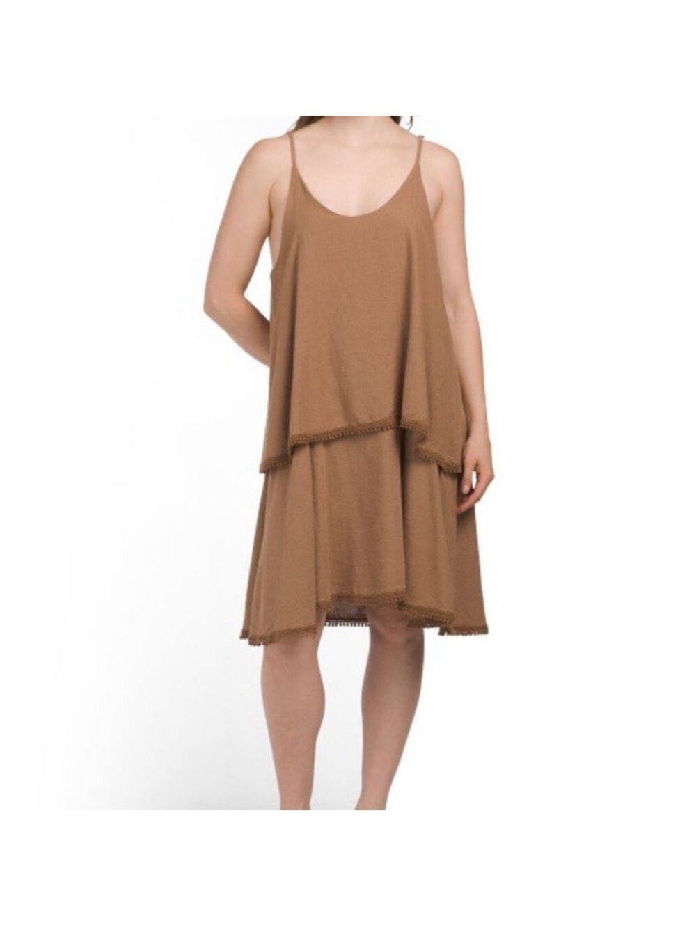 Cristina Vergani Linen Boho Langelook Dress Made in Italy Brown Medium